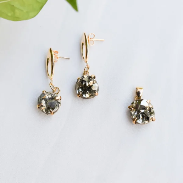 Pyrite Gold Filled Earrings/Pendant Set