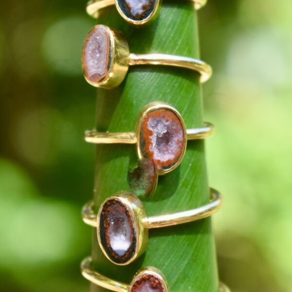 Agate Geode 18 Karat Gold Filled Ring